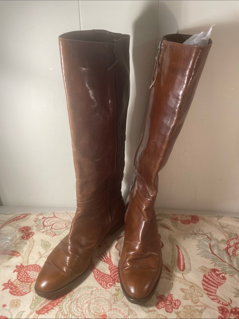 Salvatore Ferragamo Tall Knee High Cognac Leather Vintage